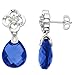 10k White Gold Lab-Created Sapphire Briolette and Diamond Dangle Earrings