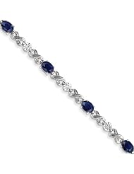 14K White Gold Diamond and Sapphire Bracelet, Best Quality Free Gift Box Satisfaction Guaranteed
