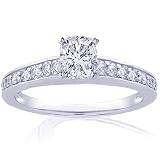 1 Ct Cushion Cut Diamond Engagement Ring Pave 14K COLOR-H CUT:VERY GOOD