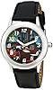 Disney Kids' W001590 Cars Lightning McQueen Stainless Steel Watch with Black Genuine Leather Band