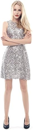 Femicuty Sequins Party Dress with Back Zipper Decoration Large Silver