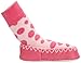 Mocc Ons Clever Little Moccasin Style Slipper Socks for Kids - Pink Spots, 12-18 Months