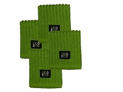 Ribbed Terry Cotton Dish Cloths (Bamboo Green, 4-Pack)