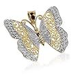 Eye-Catching Genuine 10 KT Two Tone Gold Butterfly Pendant 10K Charm