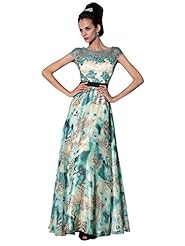 A-line Leopard Print Short Sleeves Bateau Neck Mesh Lace Evening Dress/Mother-of-the-Bride Dress 