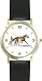 Sulky Horse or Standardbred Racehorse Horse - WATCHBUDDY&reg; DELUXE TWO-TONE THEME WATCH - Arabic Numbers - Black Leather Strap-Size-Large ( Men's Size or Jumbo Women's Size )