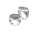 925 Silver Oval Celtic-Design Cross Ring with 18k Gold Accents- Sizes 6-8