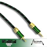 Aurum Cables 3.5mm Car Stereo Auxiliary Male to Male (Aux-in) Input Cable (Ideal for Car Aux in / Ipod, Ipod Touch / Iphone 3g + 3gs / Nano 5gen Mp3, Ipad Sansa) Braided Green 1 FT