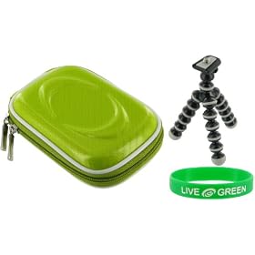 Hard Carrying Case (Candy Green) and Premium Tripod for Kodak Zx1 HD Pocket Video Camera Blue