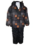 IMAGE OF Boys and Toddler Pulse Plaid Snowsuit, Ski Snowboard Coat Jacket and bibs/pants, Orange or Grey 2T-4T, 4-7 (4/5, Orange Black Plaid)