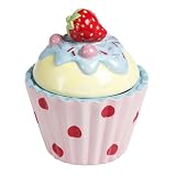 Ceramic Strawberry Cup Cake Storage Trinket Pot Box