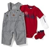 Carhartt Baby-boys Newborn Carhartt 3 Piece Gift Set, Chili Pepper, 6 Months