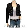 Plus Size Cropped Silver Button Blazer Black