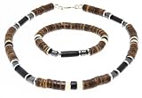 Beautiful Coco Wood & Hematite Bead Beads Surf Surfer Style Bracelet & Necklace / Choker Set - A