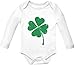 Tstars St Patrick's Day Outfit Faded Shamrock Irish Clover Baby Long Sleeve Bodysuit Outfit 12M White