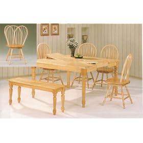 Natural Dining Table and 4 Swivel Windsor Chairs and Bench by Cross