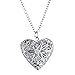 FM FM42 Silver-Tone Glow in The Dark Openwork Heart Locket Pendant Charm Necklace GN1003