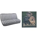 Car Truck SUV Labrador Retriever Trio with Bone Dog Print Rear Bench or Small Truck Seat Covers Charcoal Grey 2 Piece Universal Print Vehicle Seatcovers