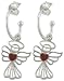Sterling Silver Angel with Red Enamel Heart Charm Hoop Earrings (0.4