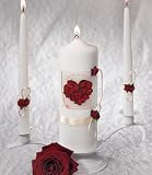 Flowers in Red Unity Candle Pillar