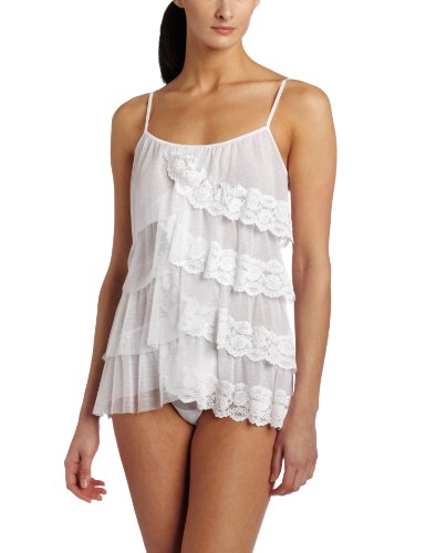 Jezebel Women's Posh Chemise With G String, White, Large