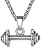 Aoiy Men's Stainless Steel Weightlifting Barbell Pendant Necklace, 24