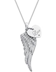 Diamond Angel Wing with "Love" Charm Pendant