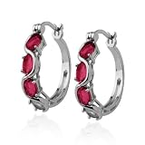 Sterling Silver Ruby Hoop Earrings