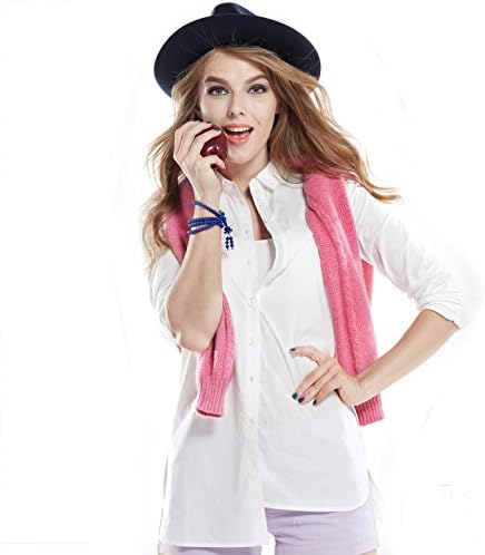 BRIOSO Women's Pointed Collar Patterned Casual Blouse