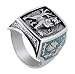 Sterling Silver Turquoise Gemstone Inlay Southwestern Wolf Ring Size 10