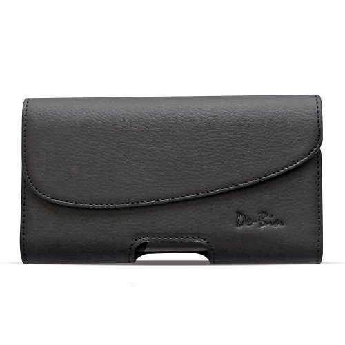 Premium Leather Belt Clip Pouch Case Holster For Nexus 6 (Fits Google Nexus 6 Phone with Otterbox Case / Lifeproof Case on / Spigen Armor Cover On) - XL Size - Black