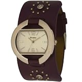 HENLEY LADIES SILVER DIAL WATCH WITH PURPLE STRAP AND STUDS