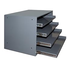 Durham 303B-15.75-95 Gray Cold Rolled Steel Heavy Duty Bearing Slide Rack for 4 Large Compartment Boxes, 20" Width x 15" Height x 15-3/4" Depth