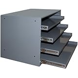 Durham 303B-15.75-95 Gray Cold Rolled Steel Heavy Duty Bearing Slide Rack for 4 Large Compartment Boxes, 20" Width x 15" Height x 15-3/4" Depth