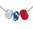 Pandora Style Charm Bead Set (Z107) Murano Style and Lampwork Style Glass (Fits Troll too) ~ Red, White & Blue