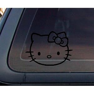 Hello Kitty Face 5" WIDE Car Decal / Sticker - BLACK