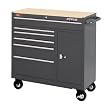 Waterloo TRX4106 41-Inch Wide by 18-Inch Deep by 41-Inch High Red Cart with 6 Ball Bearing Drawers and Bulk Storage