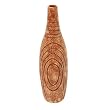 Handmade Mottled Salmon Terracotta Flower Vase With Line Etchings