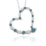 10k White Gold Blue and White Journey Heart Pendant (1/2 cttw), 18