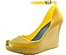 CAPE ROBBIN Women's Light Pink Jelly Wedge Sandal with peep Toe and Ankle Strap