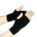 Volyer Women's Winter Mink Cashmere Half Finger Gloves Cute Fingerless Gloves Mitts Christmas Xmas Gift for Girlfriend Wife Lover Mother (Black)