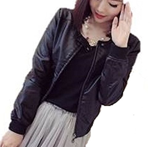 きれいめ 合皮ライダースブルゾン ノーカラージャケット 甘辛MIXコーデ