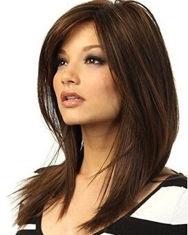 M4U Womens Brown Medium Straight Synthetic Fashion Woman's Medium Wig