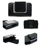 PCMICROSTRORE Brand BlackBerry Curve 8300 8310 8320 Premium Black Leather Holster Case with Swivel Belt Clip