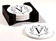 Monogram Round Absorbent Coaster - V Monogram Round Absorbent Coaster - V