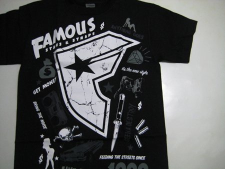 FAMOUS STARS AND STRAPS （フェイマス スターズ アンド ストラップス）／Seek and Destroy（Black W/Multi）Ｔシャツ シーク　アンド　デストロイ ブラック マルチ　Mサイズ