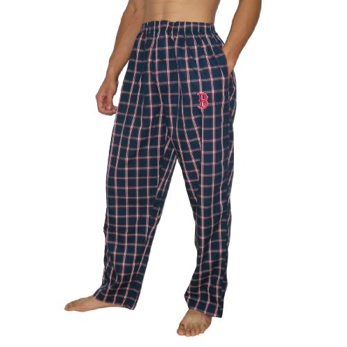 Mens MLB Boston Red Sox Plaid Thermal Sleepwear / Pajama Pants - Royal Blue & Red (Size: S)