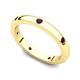 18k Yellow Gold Bezel set Garnet Semi Eternity Band Ring