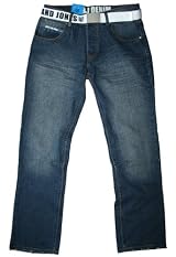 Smith & Jones men's strato regular fit dark wash belt jean