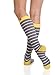 VIM & VIGR Stylish Compression Socks - Women's Nylon Socks - Grey & White Stripe with Yellow Hee l- Medium 7.5-9